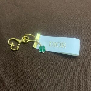 Dior cream and Gold Key Holder with st Patrick’s day removable Clover Charm